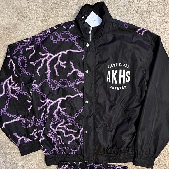 NEW Adika Jacket & Pants Set Women’s Medium Lightening & Chains Retro 80’s - Picture 2 of 4